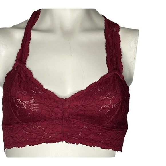 Free People Galloon Racerback Bralette Medium Maroon - Picture 2 of 8